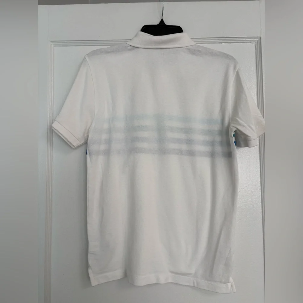Men’s GAP Polo Shirt Cotton Short sleeves white w blue stripes Size Small - Picture 3 of 7
